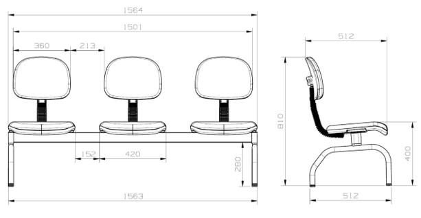 LONGARINA OPERATIVA PLUS SLIM SECRETÁRIA - Imagem 2